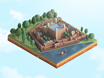 Cartoon Low Poly Tower of London illustration