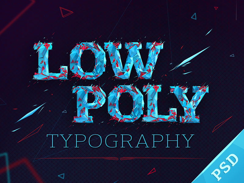 Low poly typography cover low poly typography photoshop cinema4d moek fonts psd