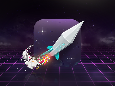 Rocket icon cubism icon low poly moek photoshop polygons space stars
