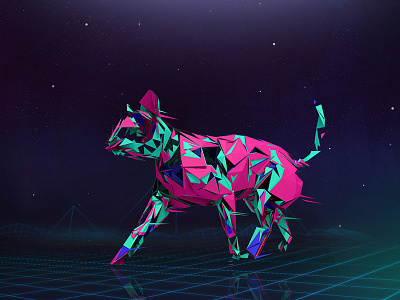 Cat animal c4d cat cinema4d digitalart illustration low poly lowpoly polygonal space