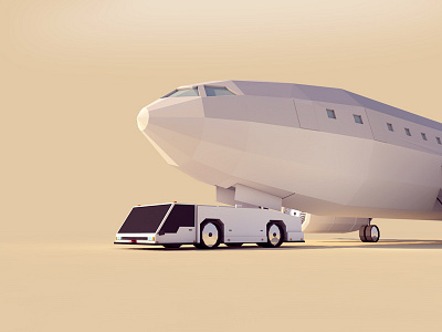 Tug 3d abstract airplane antonmoek car cinema4d digitalart illustration lowpoly polygonal render tug