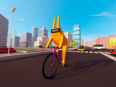 City riding 3d antonmoek cinema4d city digital art galacticrangers game gamedesign illustration lowpoly polygonal render