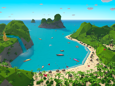 Krabi 3d antonmoek c4d cinema4d illustration krabi lowpoly render thailand