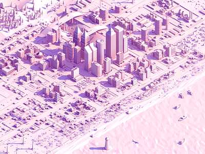 Megapolis fragment 🏙 350000 polygons scene 🤓 3d antonmoek ao c4d cartoon cinema4d city illustration isometric lowpoly megapolis render