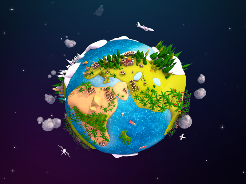 Lowpoly Earth Planet by Anton Moek on Dribbble