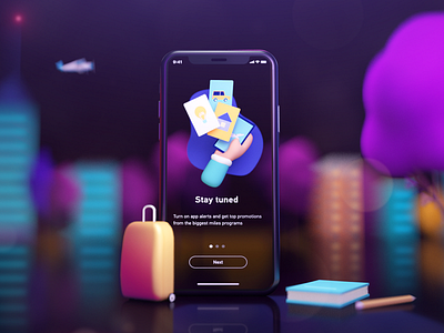 Onboarding Travel 3d Illustration 3d antonmoek blender illustration ios iphone mobile onboarding render travel tutorial uiux