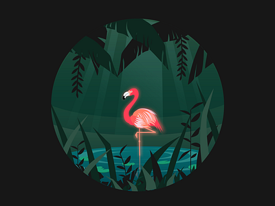 Jungle Story animals flamingo green illustration jungle nature red