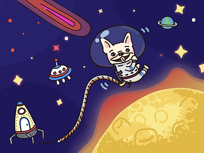 Space Dog animals color dog fun illustration space