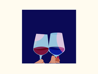 Cheers to us. date date night design digital art illustration minimal romantic simple sunset vector wine wine glass