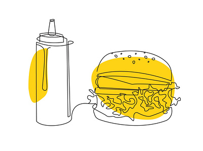 Burger Sauce design hamburger illustration linear linear illustration minimal monoline simple vector