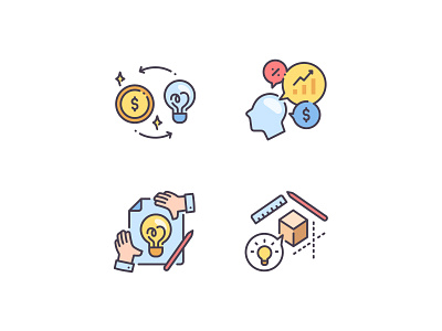 Business idea branding business design icon icons idea illustration lamp money product thinking vector