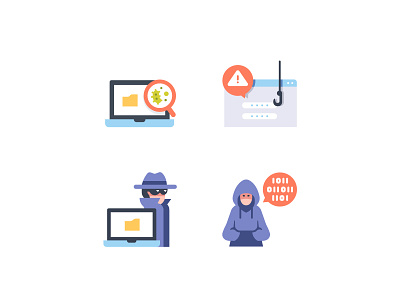 Cyber crimes icons computer crime cyber design flat hacker icon icons illustration internet technology vector