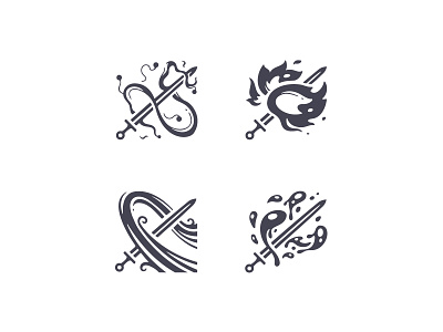 Elementak Sword RPG icons buff design dnd elemental fantasy fire flame game icon icons knight lightning magic rpg skill spell sword thunder water wind