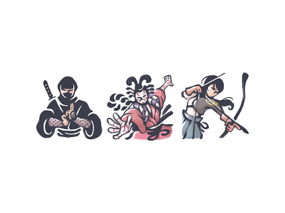 Traditional Japanese People archer assassin bow design icon icons illustration japan japanese kabuki ninja old traditional warrior