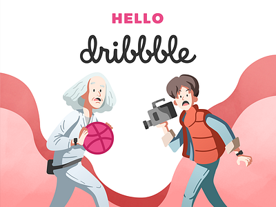 Hello! Dribbble back to the future flat future hello illustration marty mcfly movie