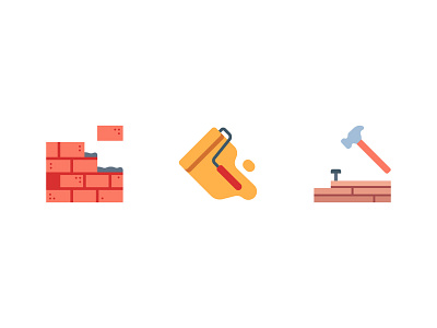 Build brick build building design flat hammer home house icon illustration paint painting resident wall wood