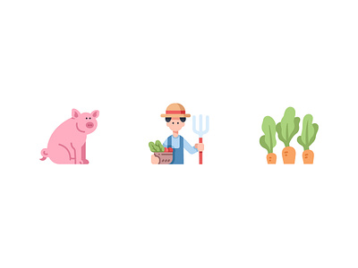 Farming carrot design farm farmer farming flat icon icons pig vector vegetable