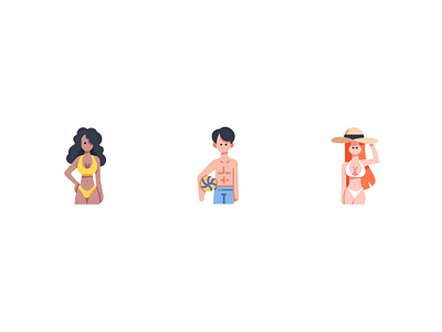 Beach people beach bikini character design hat icon icons man men people sea sexy summer swimsuit vector volleyball