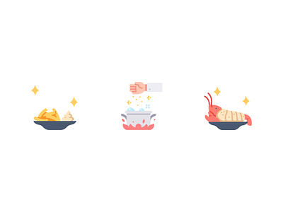 Restaurants cook cooking design flat food french fries icon icons illustration lobster spices vector
