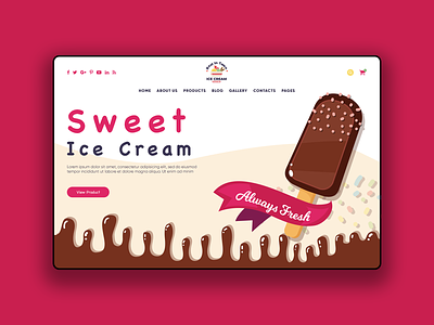 Ice Cream Shop Landing Page UI chocolate food fresh ice ice cream landing page sweet typography ui ui ux ui design ux ux design