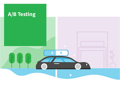 A/B Testing car design illustration