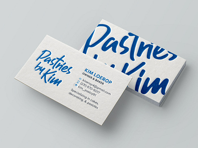 Pastries by Kim blue brand branding business card businesscard design identity letterpress logo