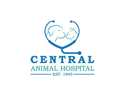 Animal Hospital animal animal hospital blue branding cat cute design digital digital illustration dog drawing hospital illustration illustrator logo minimal pet vector