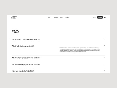 Ocean Bottle FAQ Page accordion clean corporate elegant faq faq page layout minimal modern swiss typography ui ux web web design website
