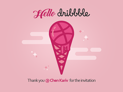 Hello Dribbble dribbble first shot graphic design hello ice cream illustration thanks vector