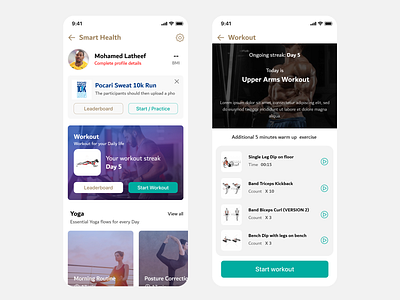 Smart Health (Landing Page & Choose Workout ) app landing design fitness mobile app smart health ui ux workout