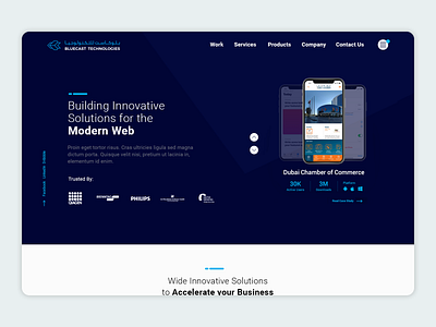 Website Lading Page blue creative design development it company ui ux website