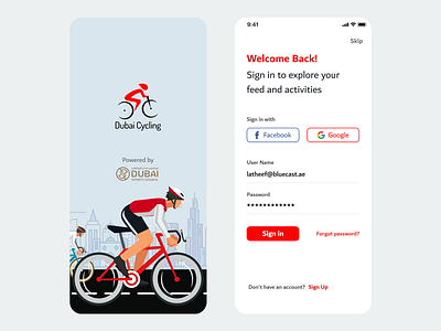 Splash & Sign In screens creative illustration login mobile app red sign in splash screen ui ux