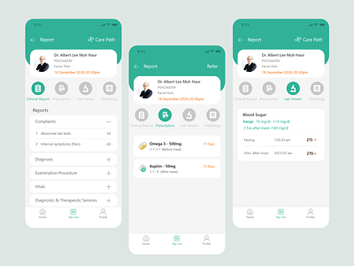 Patient App app creative design hospital lab report medication patient app report ui ux