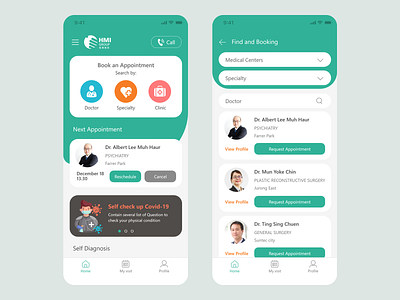 Patient App creative doctor green hospital mobile app patient app search ui ux