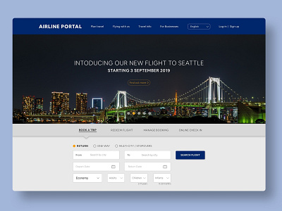 Airline Landing Page airlines booking corporate daily 100 challenge dailyui dailyui 003 design interface landing page layout ui