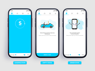 Empty State Car-Sharing Mobile Application application design application ui corporate design digital product illustration interface layout mobile portfolio start up ui vector