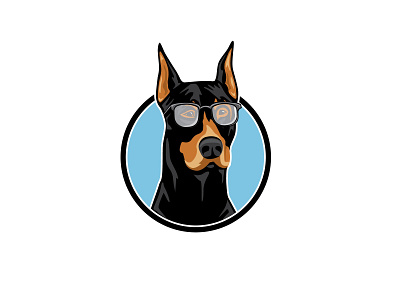 doberman wearing glasses