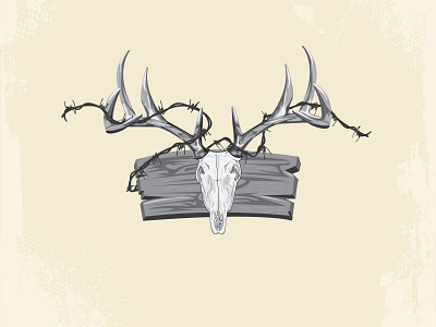 barbed wire antlers animal antler antlers barbed barbed wire deer graphicdesign illustration retro skull trophy vector vintage whitetail