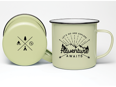 Enamel cup enamel hipster mountain outdoor tree