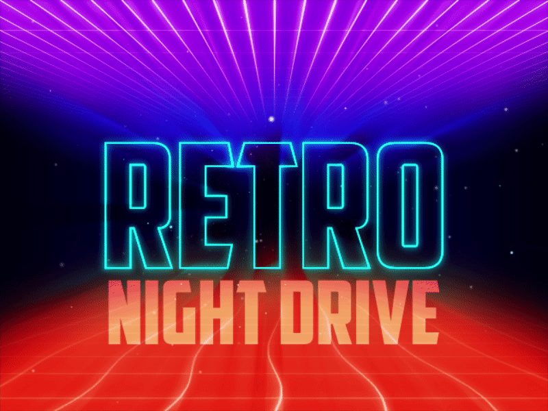 Retro night drive experiment 2d after effects animation art design drive effects experiment logo motion night retro vfx