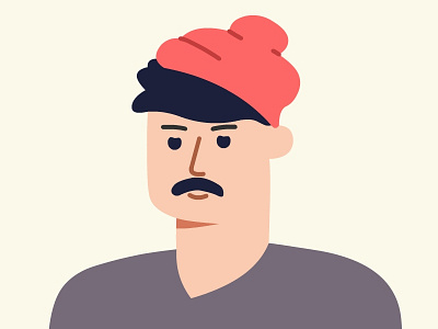 Man in a funny hat 2d america art avatar face flat funny hat human illustration mustache vector