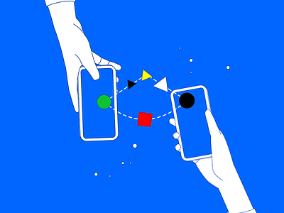 Data ping pong 2d abstract art blue data design hand illustration mobile phone ping pong vector white