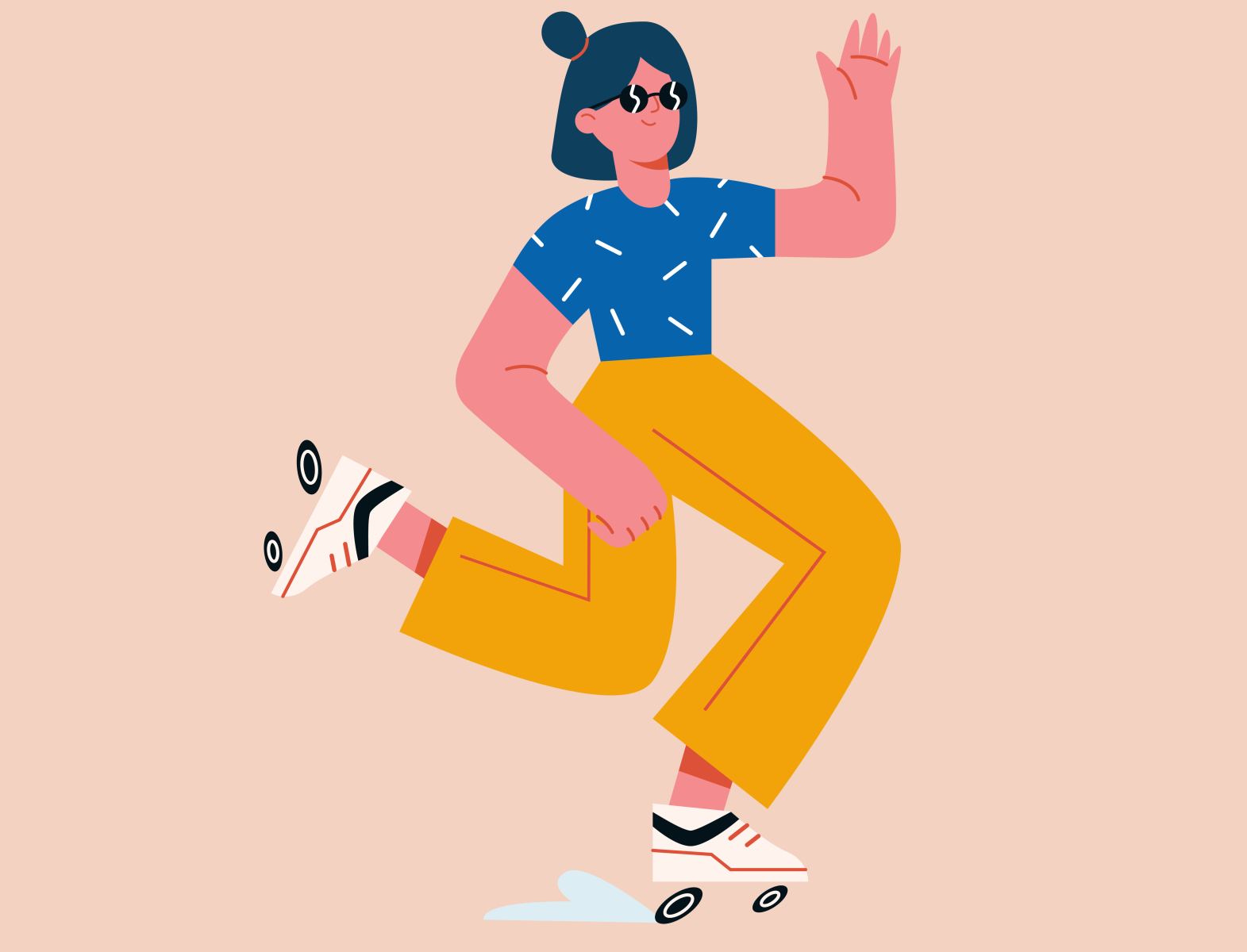 Girl on roller skates concept illustration. Trendy character by Nastya ...