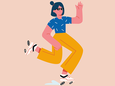 Girl on roller skates concept illustration. Trendy character art cartoon cartoon character cartoon illustration character characterdesign colors concept design illustration vector art vector illustration