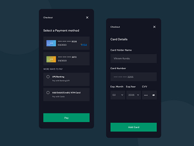 Payment method Ui Design