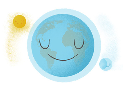 Earth with Moon & Sun earth globe moon smile sun