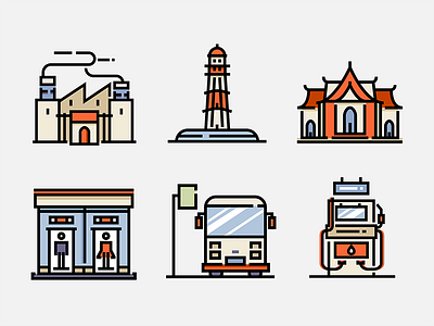 City and Village - Lineal Color Design architecture city color icon design icon illustration line icon town vector village