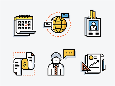 Office and Business _ lineal Color Icon Design busines color design icon lineal office