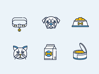 Petshop - Icon design animal cat color design dog face icon line pet shop