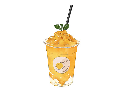mango yogurt smoothie color digital painting illustration